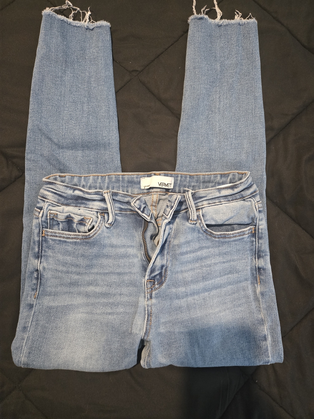 Vervet Light Blue Skinny Jeans with Raw Hem - Picture 2 of 4